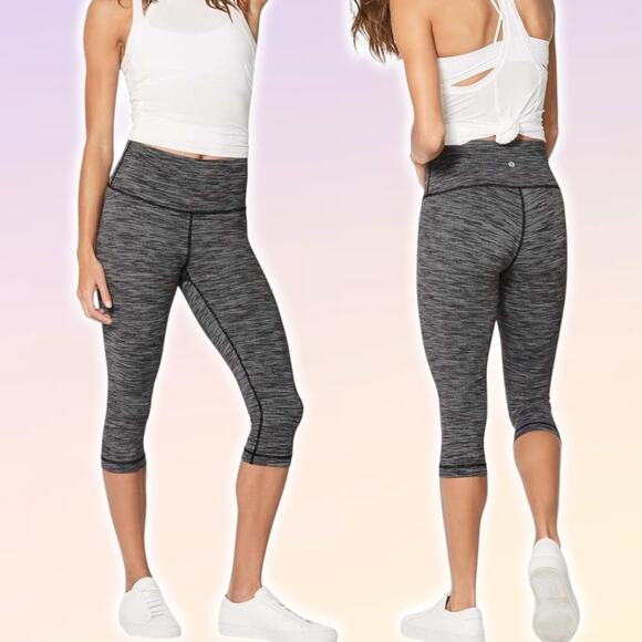LULULEMON Wunder Under Hi-Rise 1/2 Tight 17" Sz 2 Wee Are From Space Black Slate - Picture 1 of 7